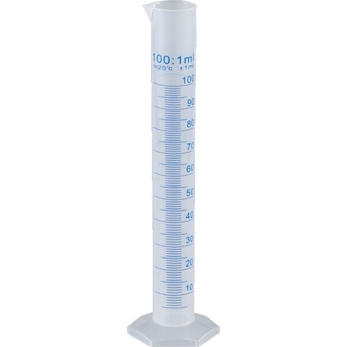 ＴＲＵＳＣＯ　メスシリンダー　１００ｍｌ　青目盛付　ＰＰ製＿