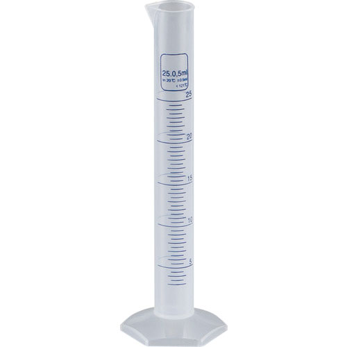 ＴＲＵＳＣＯ　メスシリンダー　２５ｍｌ　青目盛付　ＰＰ製＿