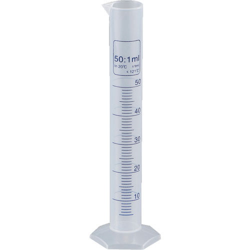 ＴＲＵＳＣＯ　メスシリンダー　５０ｍｌ　青目盛付　ＰＰ製＿