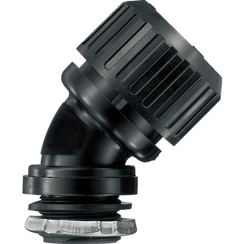 ＳＡＮＫＥＩ　サンフレキＲＯＢＯ　４５°コネクタ　ノックアウト接続用　管用平行おねじ付き　黒色＿