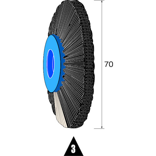 ミニモ　ブラシホイール　プラスチックコア　豚毛　ハード　φ７０　３列　（３個入）＿
