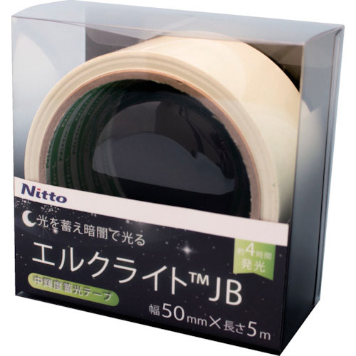日東エルマテ　中輝度蓄光テープ　ＪＩＳ－ＪＢ級　０．２５ｍｍ×５０ｍｍ×５ｍ　グリーン＿