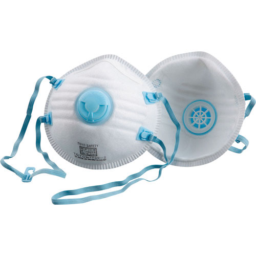 トーヨーセフティ　使い捨て式防じんマスク　ＤＳ２　排気弁付　頭掛けタイプ　（２０枚入）＿