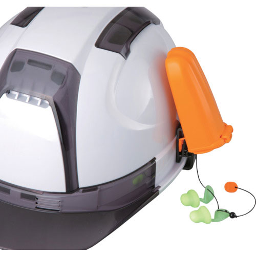トーヨーセフティ　ヘルメット取付用収納式耳栓　ミゾ付きヘルメット用　スポンジタイプ＿