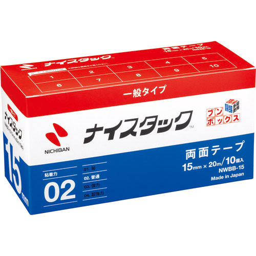 ニチバン　両面テープ　ナイスタック　ＮＷＢＢ－１５　１５ｍｍＸ２０ｍ（１０巻入）