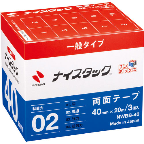 ニチバン　両面テープ　ナイスタック　ＮＷＢＢ－４０　４０ｍｍＸ２０ｍ（大巻３巻入）＿