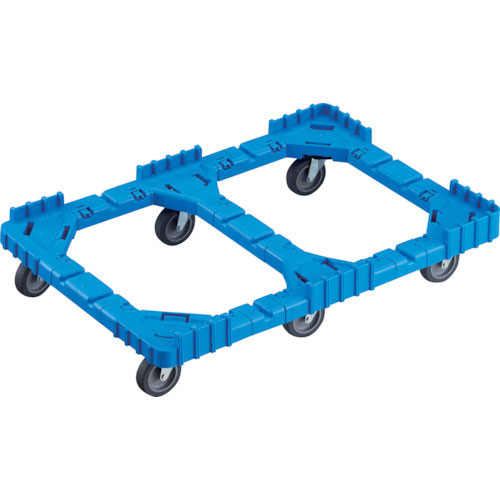 ＴＲＵＳＣＯ　ＯＣドーリー　７５Ｌオリコン用　エラストマー車輪　６輪自在　片側ガード無し　ブルー＿