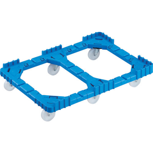ＴＲＵＳＣＯ　ＯＣドーリー　７５Ｌオリコン用　ナイロン車輪　６輪自在　片側ガード無し　ブルー＿