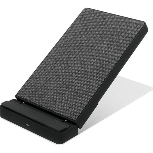 オウルテック　Ｑｉワイヤレス充電器　スタンドタイプファブリック調　ブラック＿