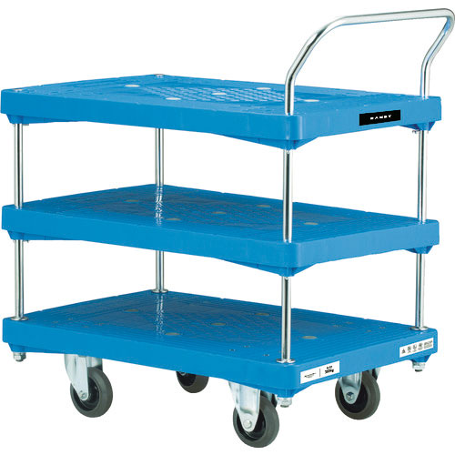 ダンディ　プラスチック台車　ダンディＰシリーズ　タイプＰＡ　３段テーブル片ハンドル式　Ｗ９０５×Ｄ６＿