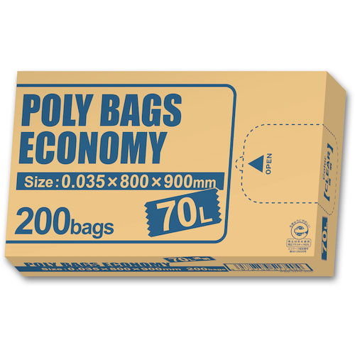 オルディ　ポリバッグエコノミーＢＯＸゴミ袋　７０Ｌ　０．０３５ｍｍ　透明　２００Ｐ＿