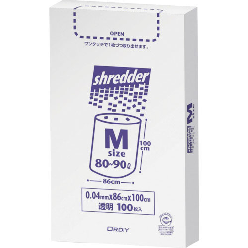オルディ　ポリバッグシュレッダー用ゴミ袋ＢＯＸ　Ｍ　０．０４ｍｍ　透明　１００Ｐ＿