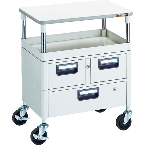 ＴＲＵＳＣＯ　ツールワゴン　フェニックスワゴン　省音　６００Ｘ４００　Ｈ７４０　引出付　天板付　ホワ＿