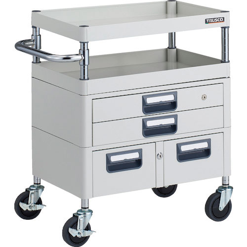 ＴＲＵＳＣＯ　ツールワゴン　フェニックスワゴン　抗菌　省音　６００Ｘ４００ＸＨ７４０　引出付　ホワイ＿