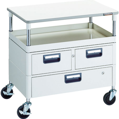 ＴＲＵＳＣＯ　ツールワゴン　フェニックスワゴン　省音　７５０Ｘ５００　Ｈ７４０　引出付　天板付　ホワ＿