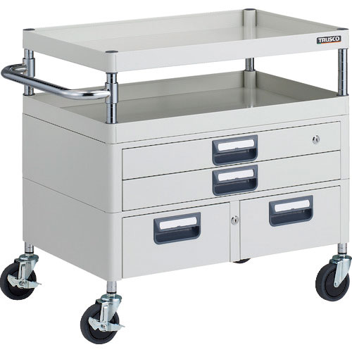 ＴＲＵＳＣＯ　ツールワゴン　フェニックスワゴン　抗菌　省音　７５０Ｘ５００ＸＨ７４０　引出付　ホワイ＿