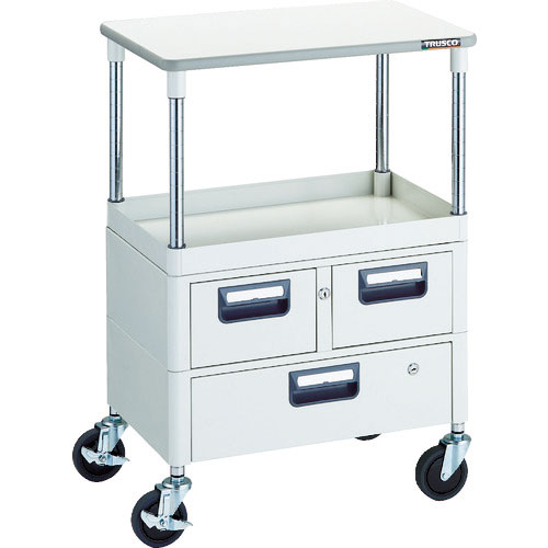 ＴＲＵＳＣＯ　ツールワゴン　フェニックスワゴン　省音　６００Ｘ４００　Ｈ８８０　引出付　天板付　ホワ＿