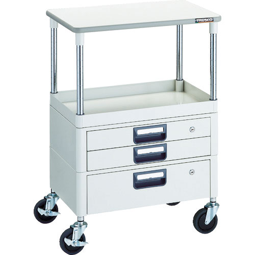 ＴＲＵＳＣＯ　ツールワゴン　フェニックスワゴン　省音　６００Ｘ４００　Ｈ８８０　引出付　天板付　ホワ＿