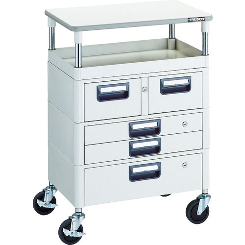 ＴＲＵＳＣＯ　ツールワゴン　フェニックスワゴン　省音　６００Ｘ４００　Ｈ８８０　引出付　天板付　ホワ＿