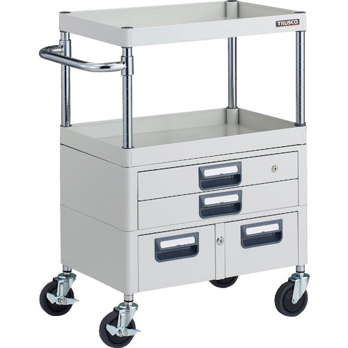ＴＲＵＳＣＯ　ツールワゴン　フェニックスワゴン　抗菌　省音　６００Ｘ４００ＸＨ８８０　引出付　ホワイ＿