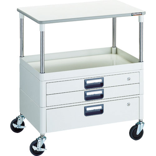 ＴＲＵＳＣＯ　ツールワゴン　フェニックスワゴン　省音　７５０Ｘ５００　Ｈ８８０　引出付　天板付　ホワ＿