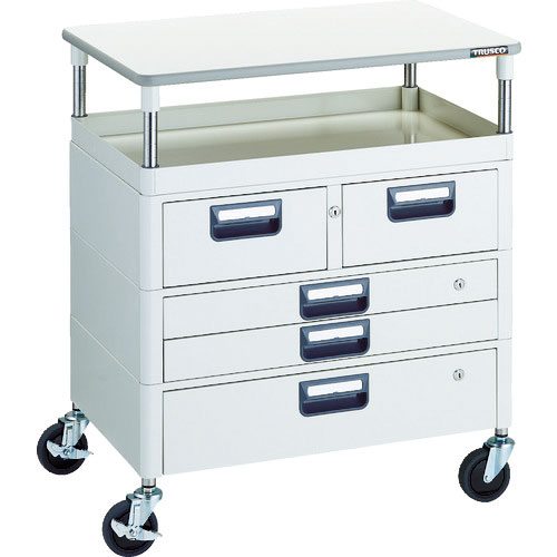 ＴＲＵＳＣＯ　ツールワゴン　フェニックスワゴン　省音　７５０Ｘ５００　Ｈ８８０　引出付　天板付　ホワ＿