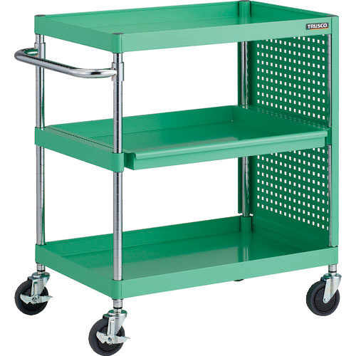 ＴＲＵＳＣＯ　ツールワゴン　フェニックスワゴン　抗菌　省音　７５０Ｘ５００　スライド１段　側面パネル＿