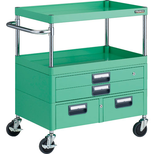 ＴＲＵＳＣＯ　ツールワゴン　フェニックスワゴン　抗菌　省音　７５０Ｘ５００ＸＨ８８０　引出付　ヤング＿