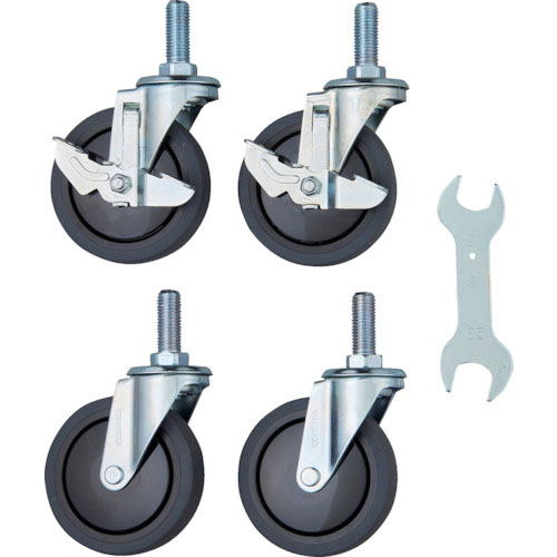 ＴＲＵＳＣＯ　スチール製ワゴン用２段階Ｓ付キャスターセット　ツールワゴン　フェニックスワゴン用　１０＿