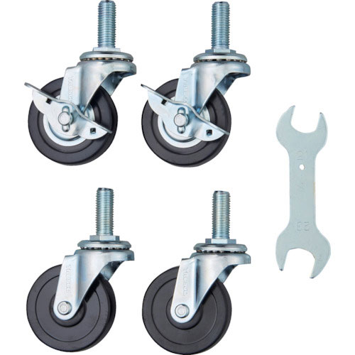 ＴＲＵＳＣＯ　スチール製ワゴン用キャスターセット　ツールワゴン　フェニックスワゴン用　７５Φ　ゴム　＿