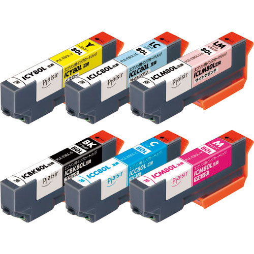 エレコム　プレジール　ＥＰＳＯＮ　ＩＣ６ＣＬ８０Ｌ対応　６色パック＿
