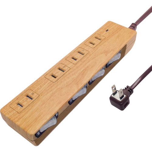 Ｆａｒｇｏ　ＮＡＴＵＲＡＬ　ＷＯＯＤ　ＴＡＰ　ＡＣ４個口　個別スイッチ付　ベージュウッド＿