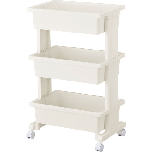 ＴＲＵＳＣＯ　組立式樹脂ワゴン　３段　ホワイト＿