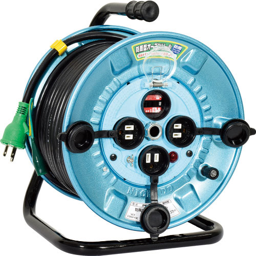 日動　電工ドラム　屋外型　オープンリール　過負荷漏電保護兼用ブレーカ付　３０ｍ＿