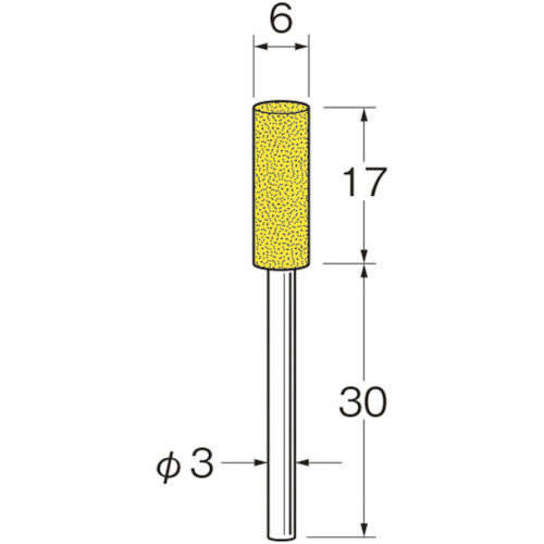 リューター　軸付セラミックゴム砥石（金属研磨用）外径（ｍｍ）：６粒度（＃）：１８０＿