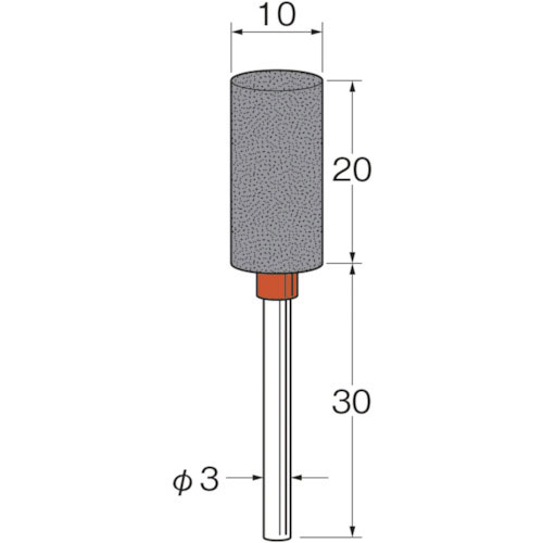リューター　軸付セラミックゴム砥石（金属研削用）外径（ｍｍ）：１０粒度（＃）：８０＿