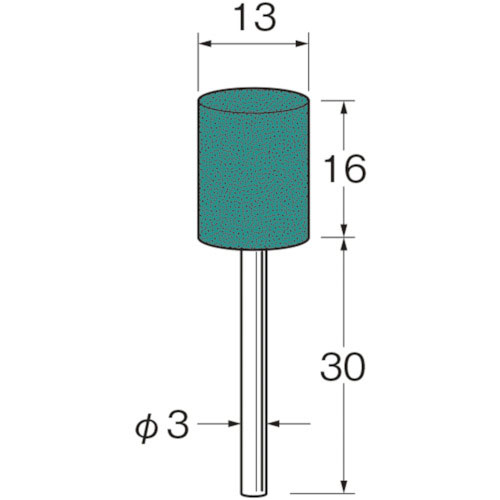 リューター　軸付グリーンカーボランダムゴム砥石外径（ｍｍ）：１３粒度（＃）：２２０＿