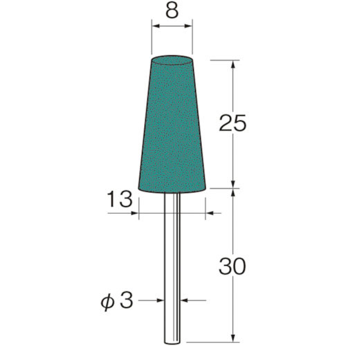 リューター　軸付グリーンカーボランダムゴム砥石外径（ｍｍ）：８粒度（＃）：２２０＿