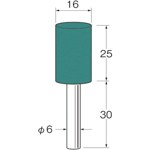 リューター　軸付グリーンカーボランダムゴム砥石外径（ｍｍ）：１６粒度（＃）：２２０＿