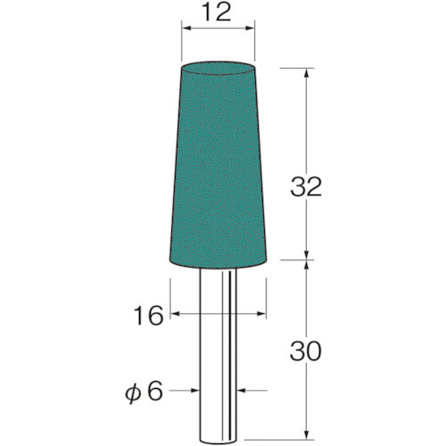 リューター　軸付グリーンカーボランダムゴム砥石外径（ｍｍ）：１２粒度（＃）：２２０＿