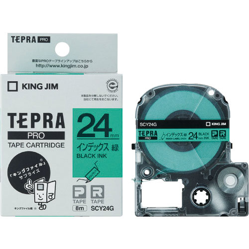 キングジム　ラベルプリンタ用テープカートリッジ　テプラＰＲＯテ－プカ－トリッジ　幅２４ｍｍ　緑＿