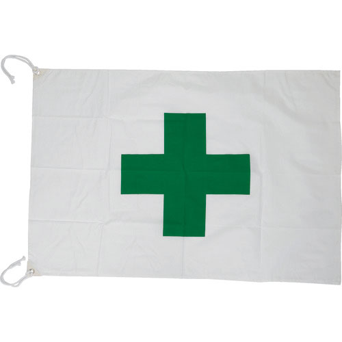 ＴＲＵＳＣＯ　安全旗（緑十字）　７００×１０００ｍｍ　布製　ハトメ２か所・紐２本付＿