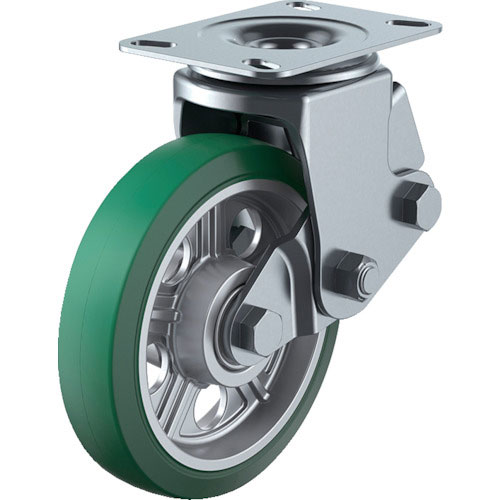 ユーエイ　プレート式キャスター　自在車　２００径　耐摩耗ゴム（緑）車輪＿