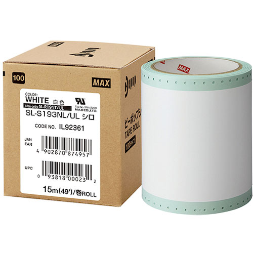 ＭＡＸ　ビーポップ　ＵＬ対応シート　１００ｍｍ幅シート　ＳＬ－Ｓ１９３ＮＬ／ＵＬ　シロ　（１５ｍ×１＿