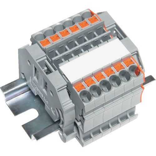 ＴＲＵＳＣＯ　スプリング式端子台２線式　６極　電線サイズ０．２５～２．５＿