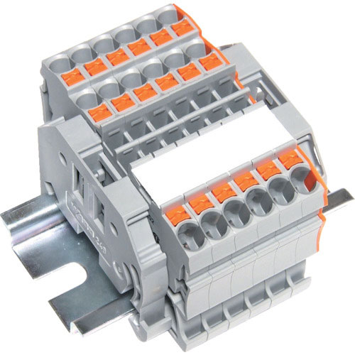 ＴＲＵＳＣＯ　スプリング式端子台３線式　６極　電線サイズ０．２５～２．５＿