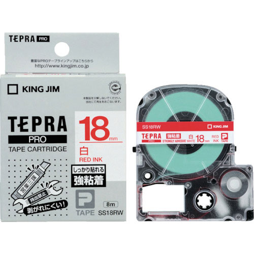 キングジム　テプラＰＲＯテープ強粘着タイプ白／赤文字＿