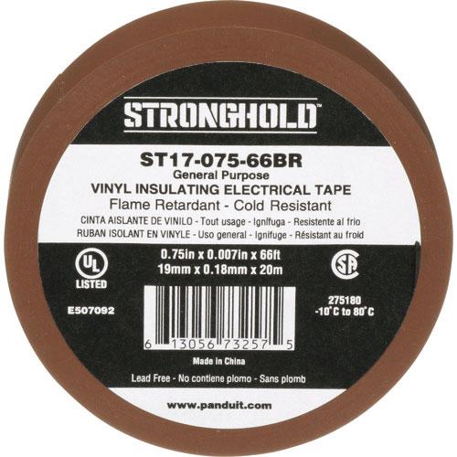 ストロングホールド　ＳｔｒｏｎｇＨｏｌｄビニールテープ　一般用途用　茶　幅１９．１ｍｍ　長さ２０ｍ　＿