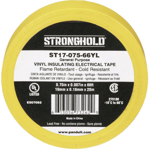 ストロングホールド　ＳｔｒｏｎｇＨｏｌｄビニールテープ　一般用途用　黄　幅１９．１ｍｍ　長さ２０ｍ　＿