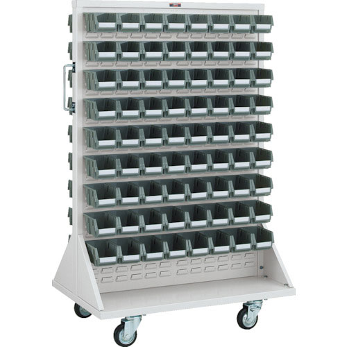 ＴＲＵＳＣＯ　パネルコンテナラック　９１０Ｘ６００ＸＨ１４２０　両面式車輪付　小Ｘ１４４＿